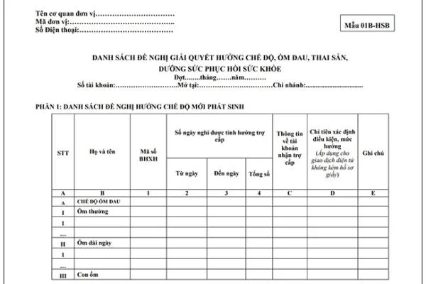 Mẫu 01B-HSB theo quyết định 166 mới nhất