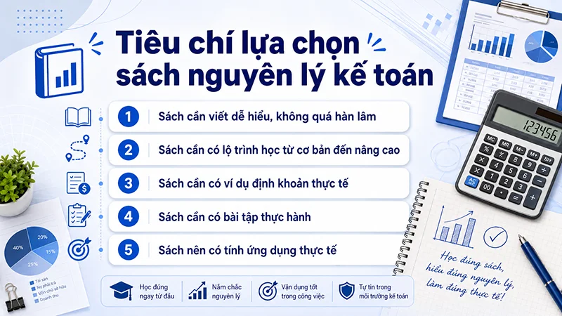 Tiêu chí lựa chọn sách nguyên lý kế toán cho người mới