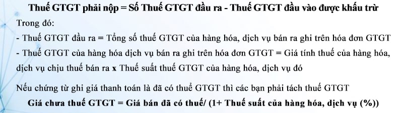 Cách tính thuế GTGT theo phương pháp khấu trừ