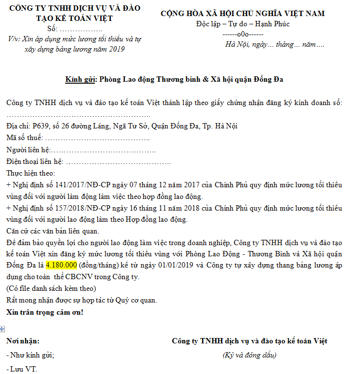 Công văn gửi Phòng Lao động thương binh xã hội